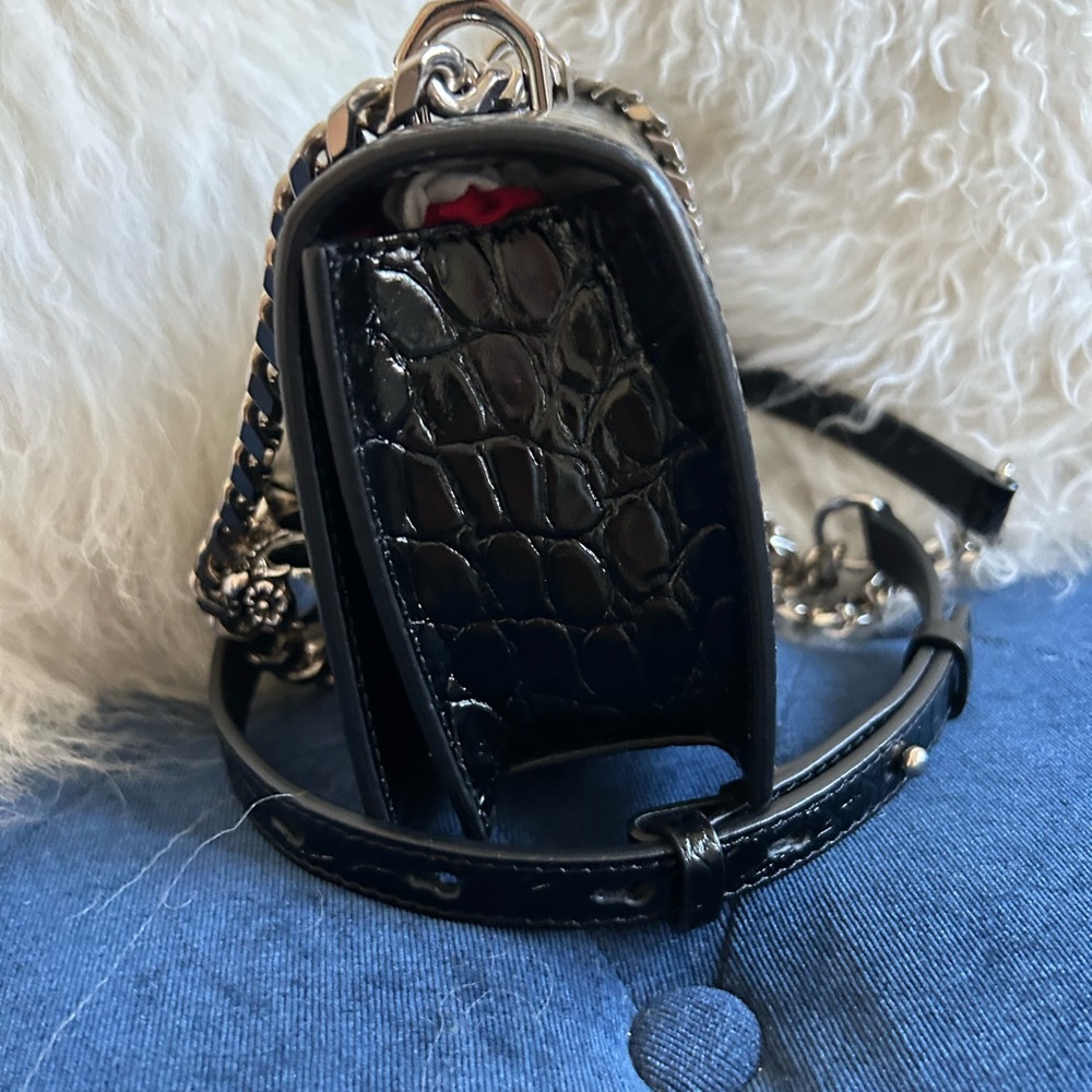 Alexander McQueen Mini Jewelled Croc Embossed Leather Shoulder Bag - Picture 7 of 9